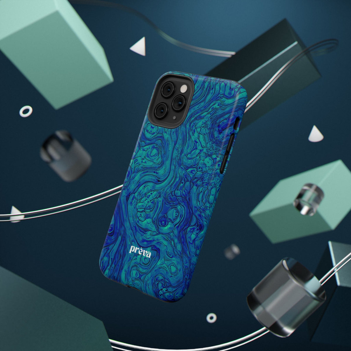 Blue Marble Impact-Resistant Phone Case — Protective Ripple Swirl Design