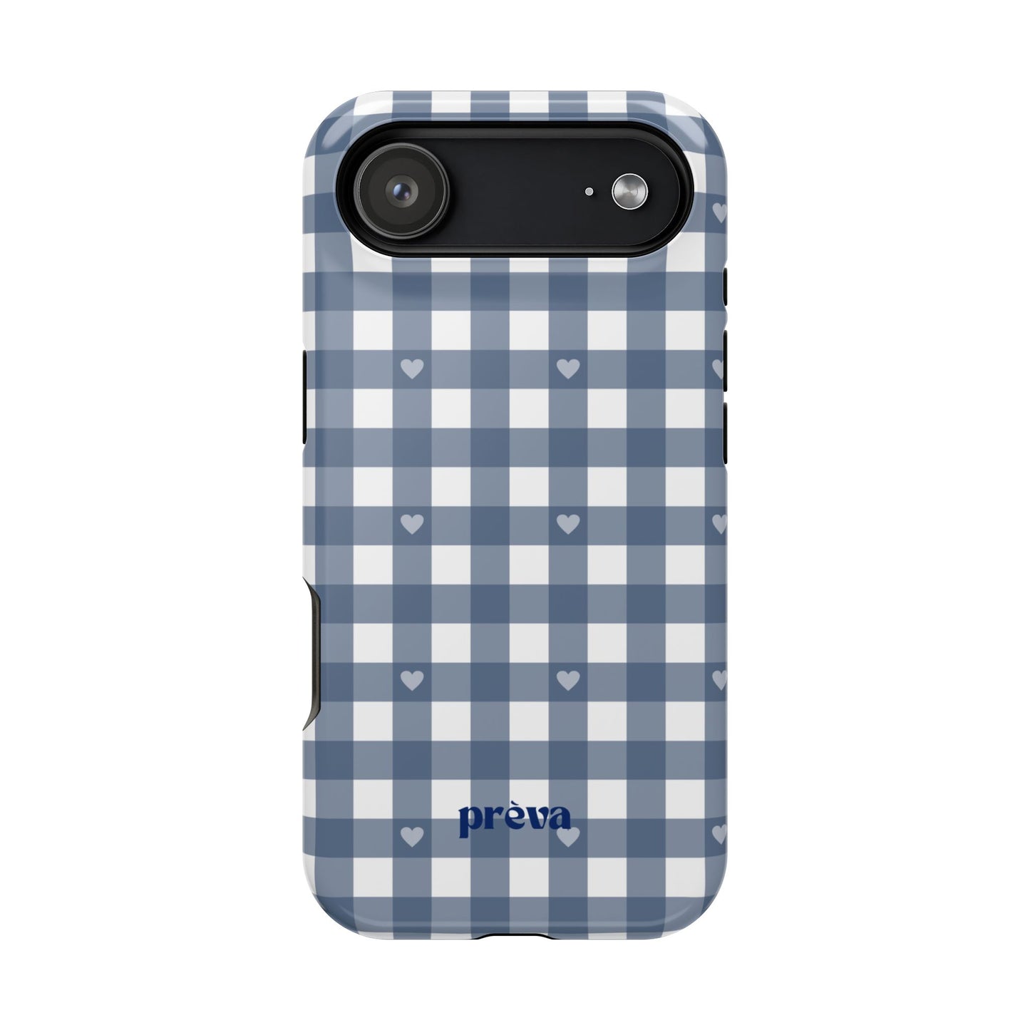Blue Gingham Heart Phone Case
