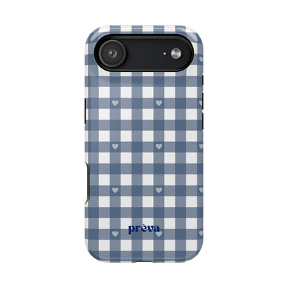 Blue Gingham Heart Phone Case