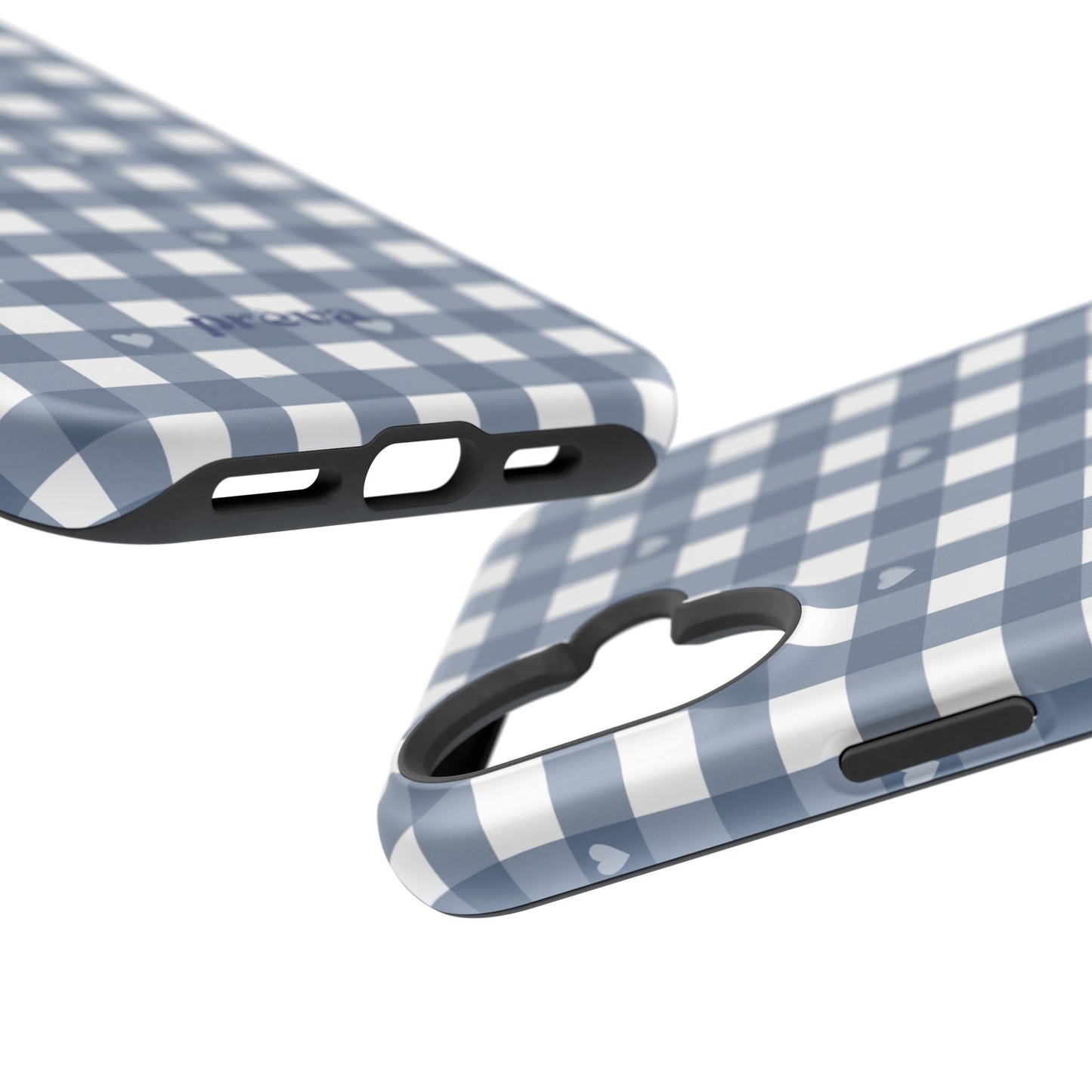 Blue Gingham Heart Phone Case