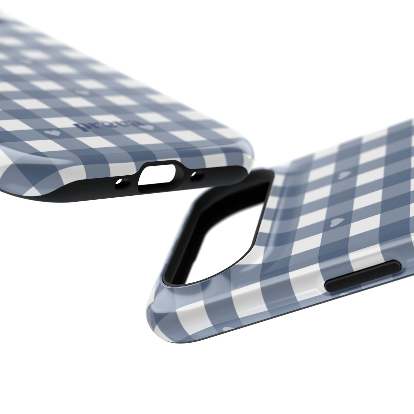 Blue Gingham Heart Phone Case