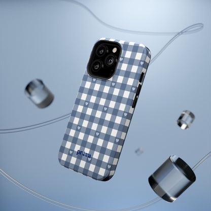Blue Gingham Heart Phone Case
