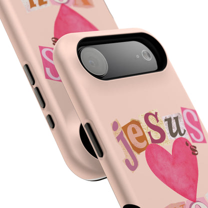 Pink Jesus Loves You Phone Case