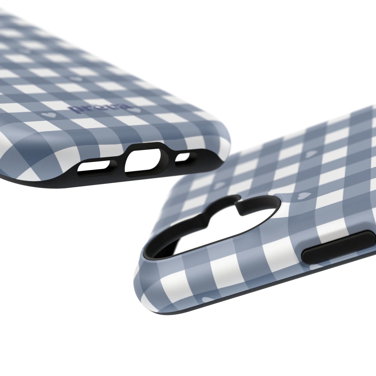 Blue Gingham Heart Phone Case