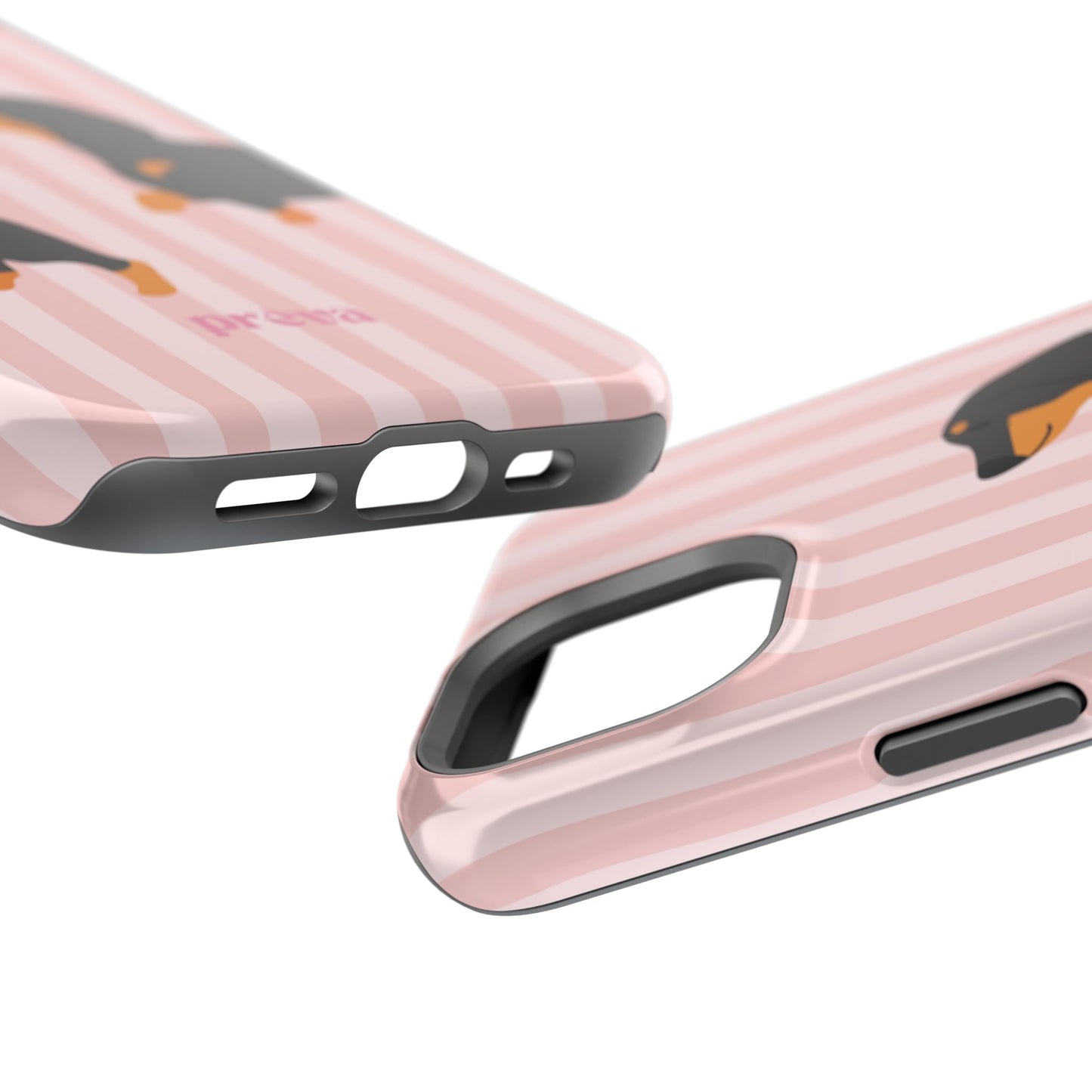 Dachshund Pink Stripes x Emberli Phone Case