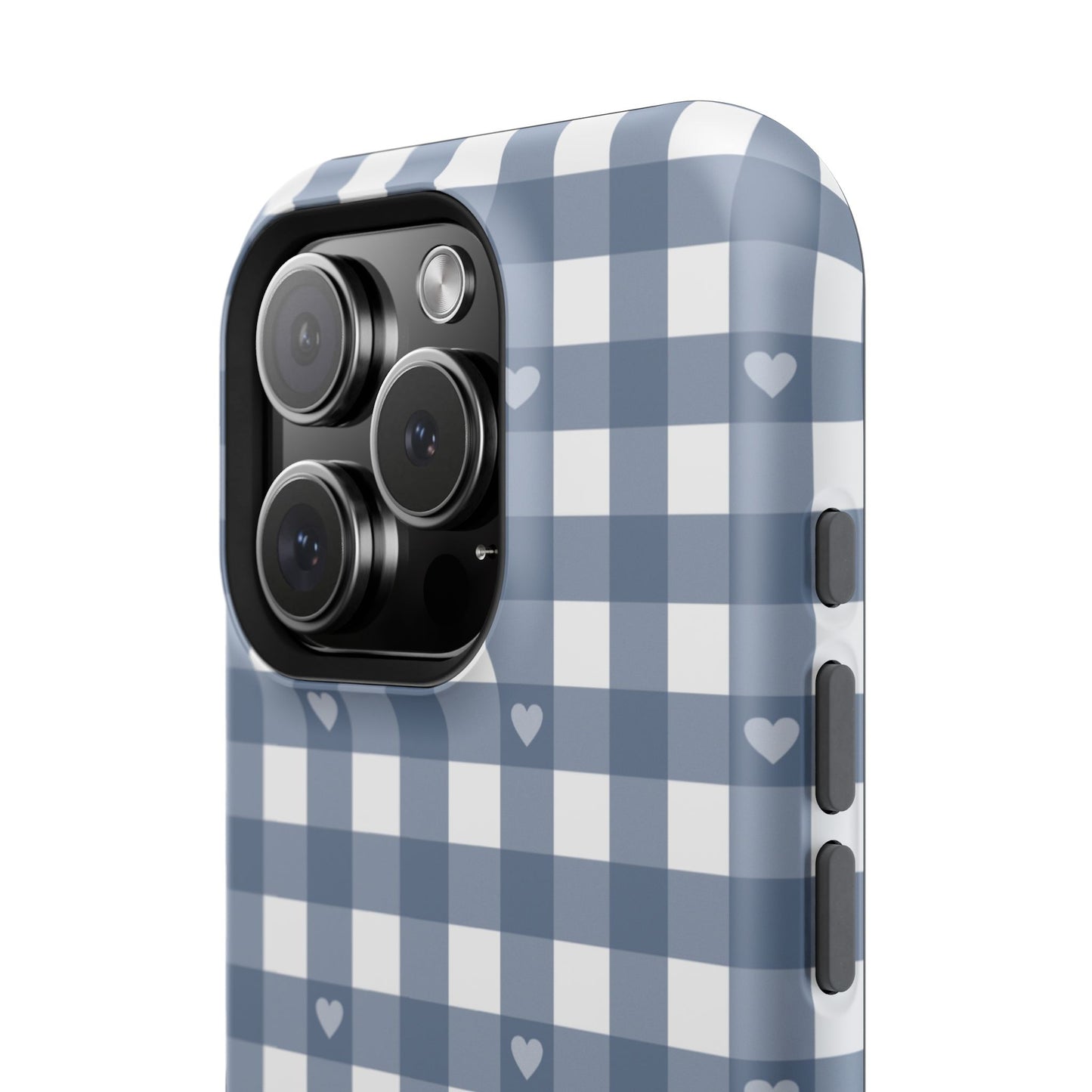 Blue Gingham Heart Phone Case
