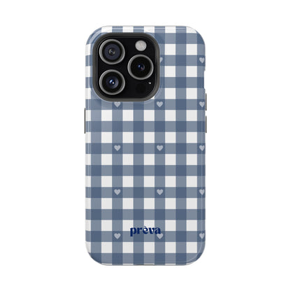 Blue Gingham Heart Phone Case