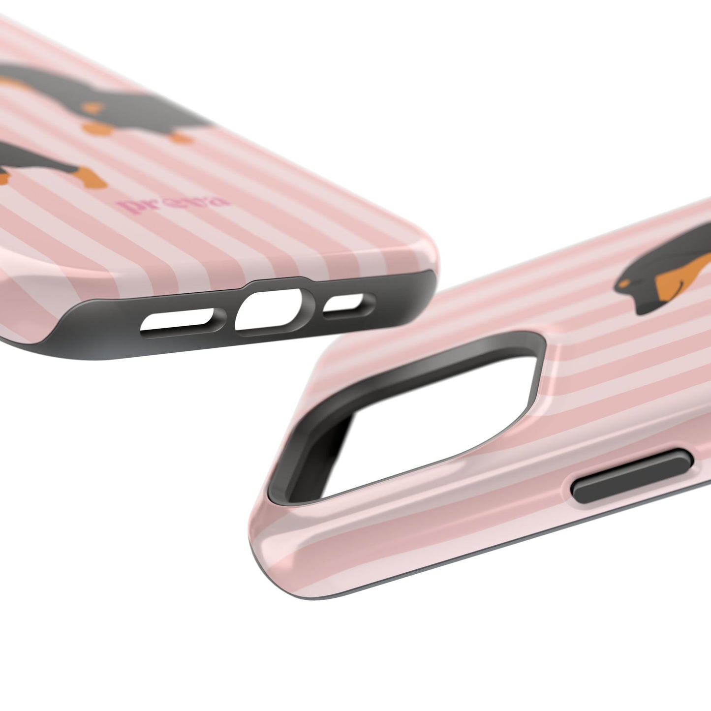 Dachshund Pink Stripes x Emberli Phone Case