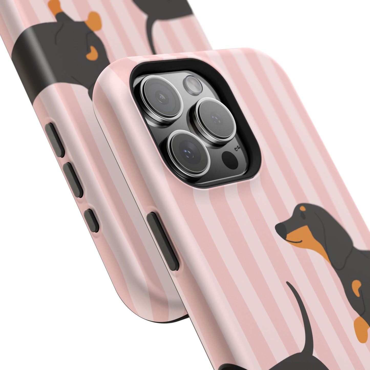 Dachshund Pink Stripes x Emberli Phone Case