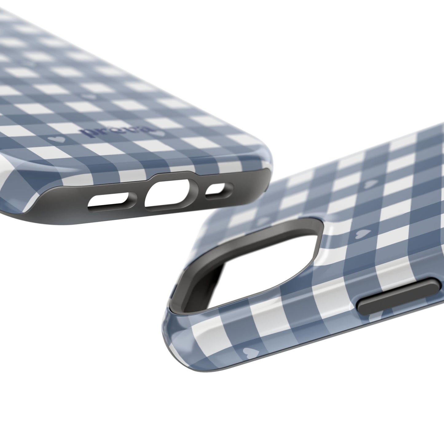 Blue Gingham Heart Phone Case