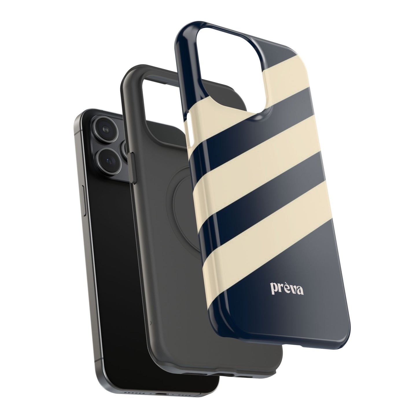 Striped Navy & Cream Phone Case