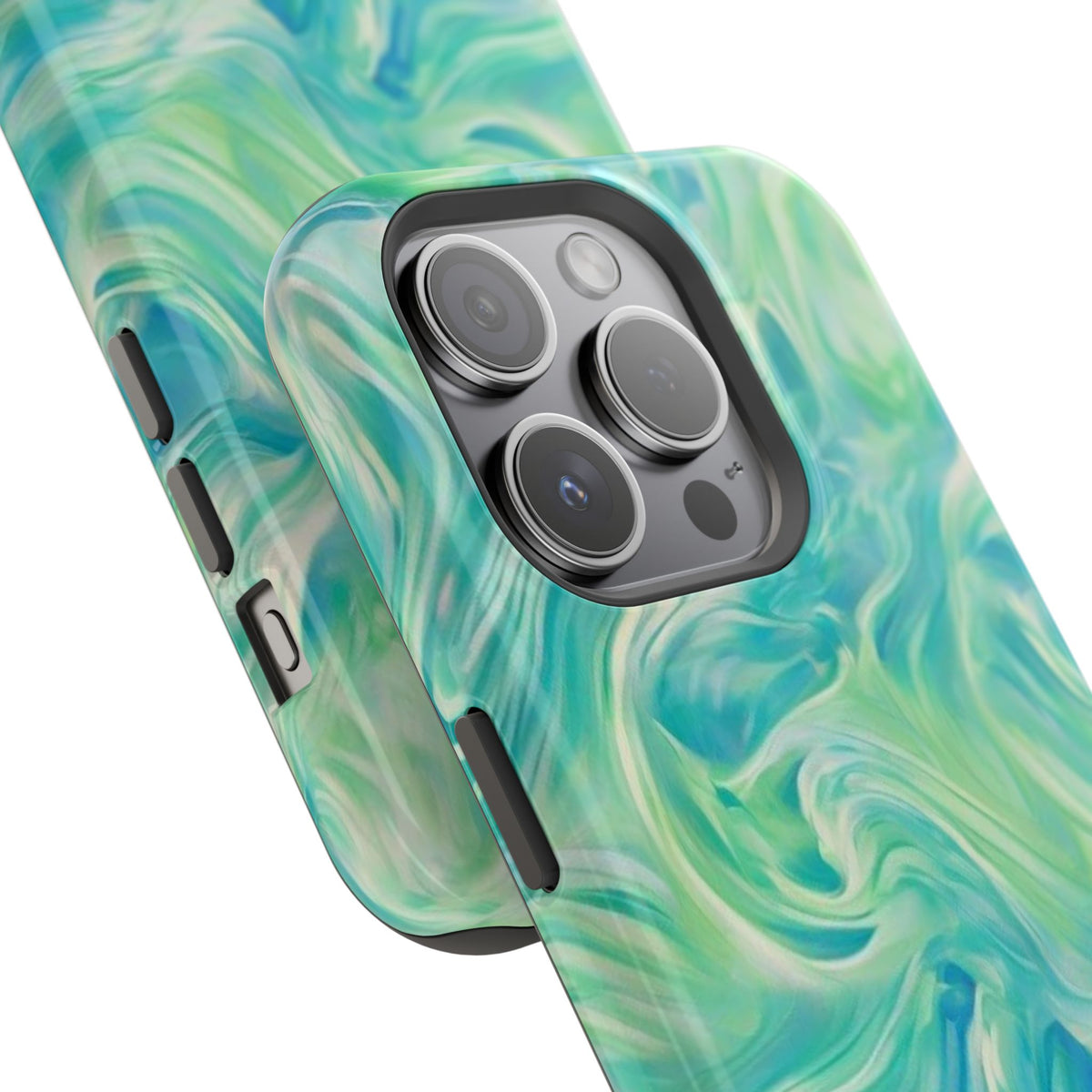 Impact-Resistant Phone Case — Teal Green Marble Swirl