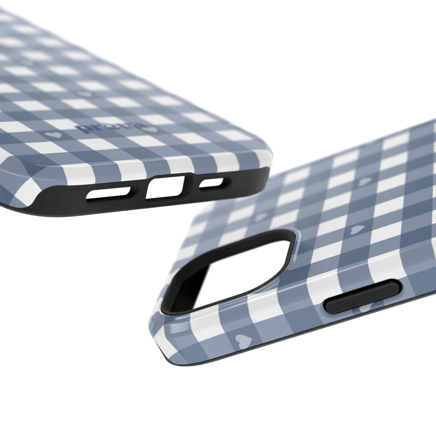 Blue Gingham Heart Phone Case