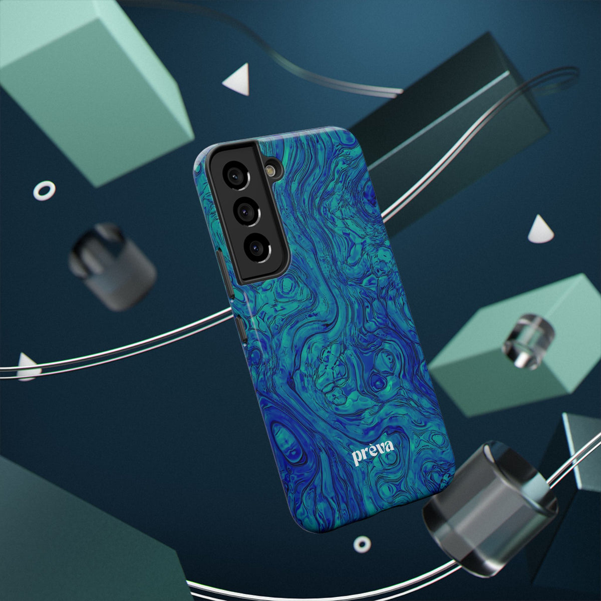 Blue Marble Impact-Resistant Phone Case — Protective Ripple Swirl Design