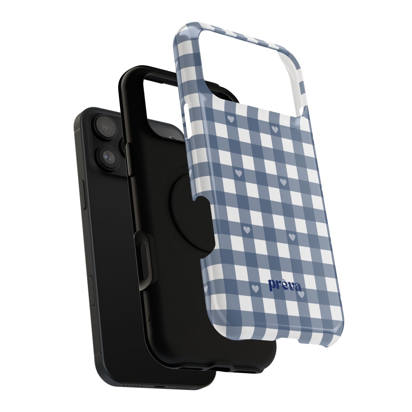 Blue Gingham Heart Phone Case