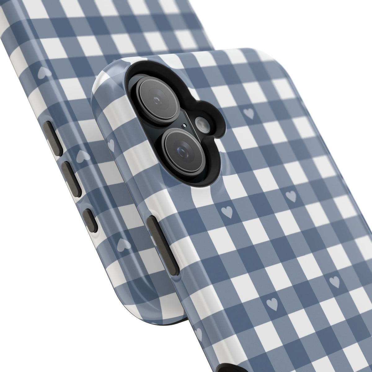Blue Gingham Heart Phone Case