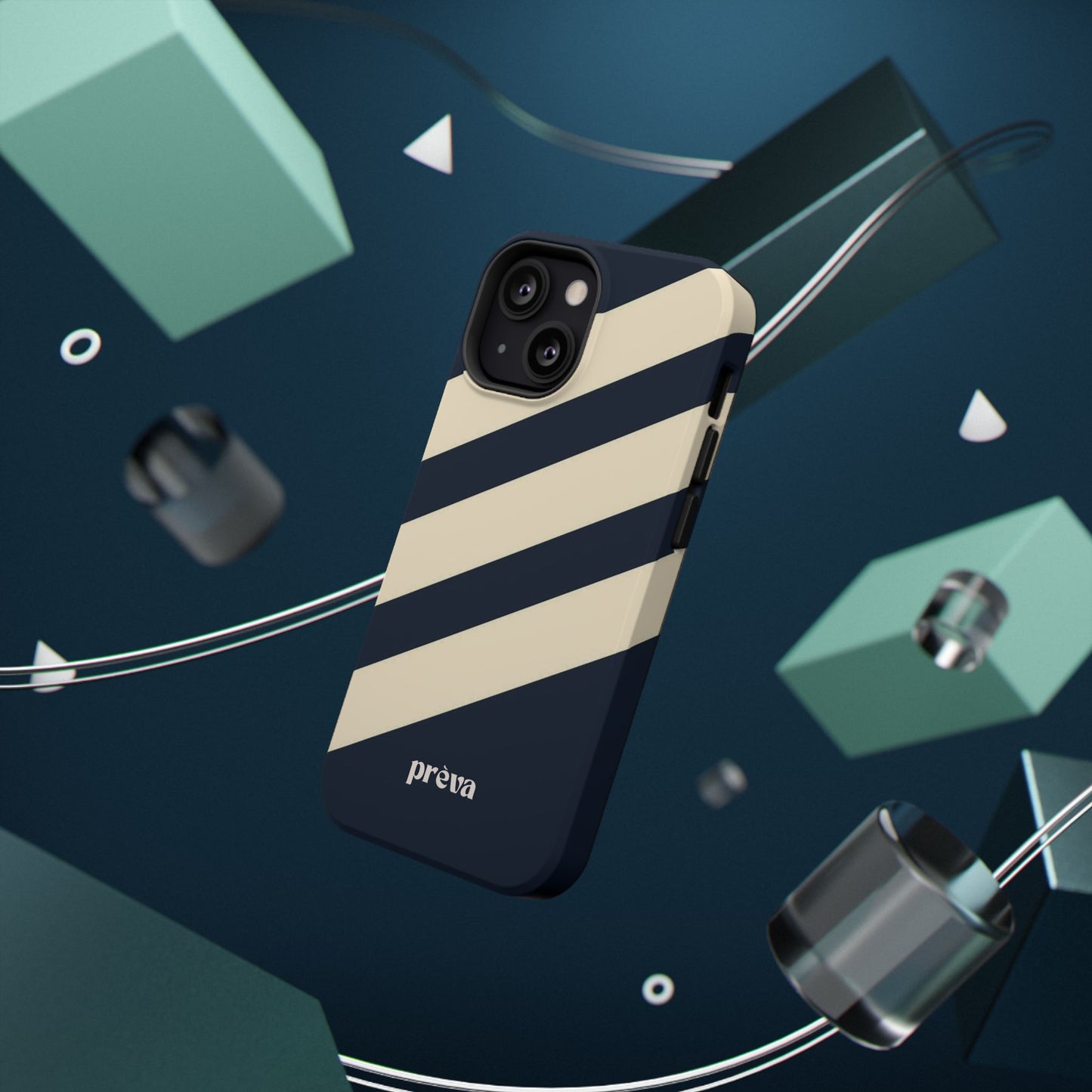 Striped Navy & Cream Phone Case