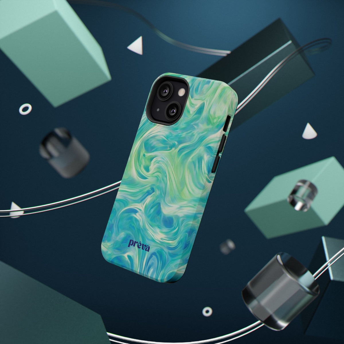 Impact-Resistant Phone Case — Teal Green Marble Swirl